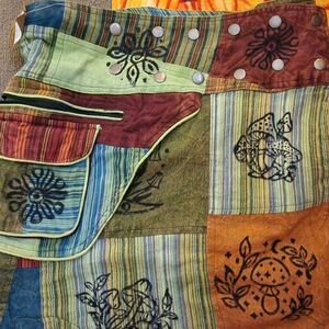 NWT Boho Colorful Patchwork Skirt with Artistic Patterns FREE SIZE